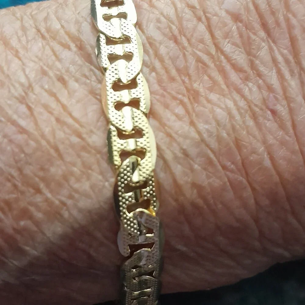 MENS Anchor Link Bracelet - Stamped 18K Yellow Gold Filled